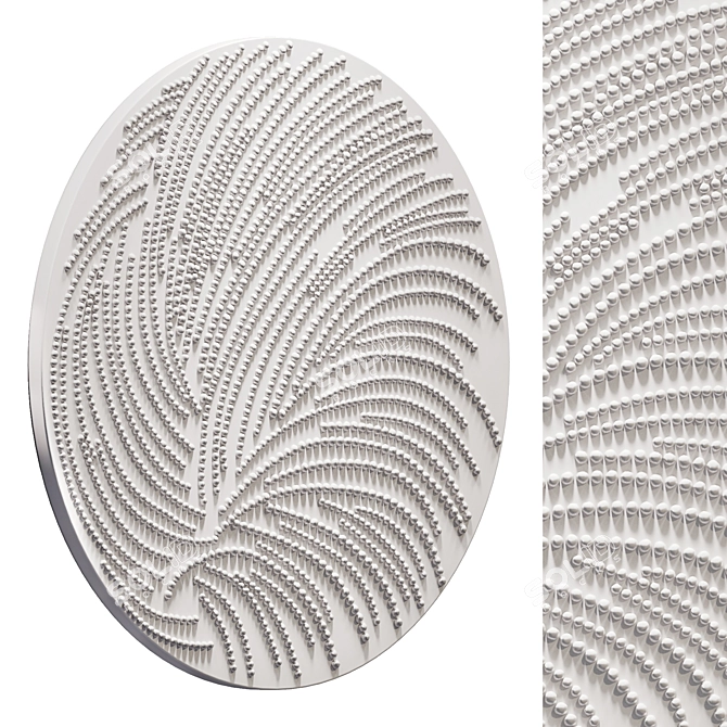 White Round Wall Panel 3D model image 2