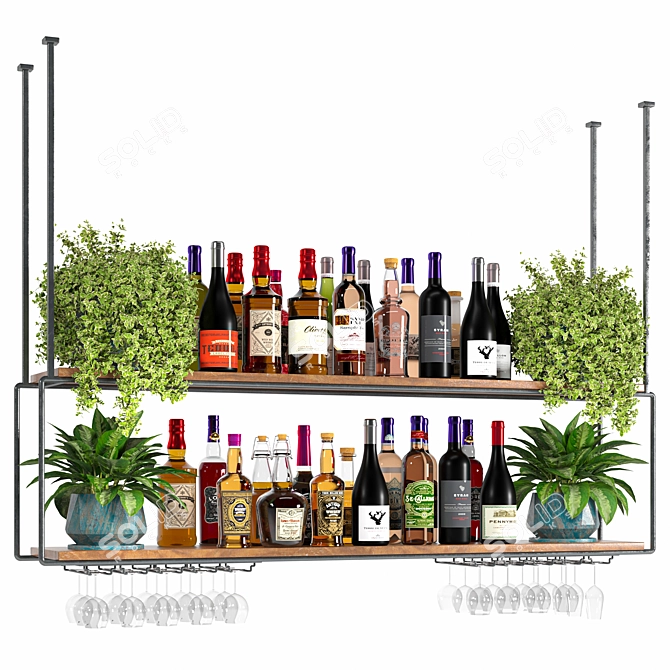 Multi-Plant Hanging Bar Fixture 3D model image 1