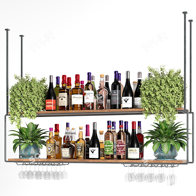 Multi-Plant Hanging Bar Fixture 3D model image 2