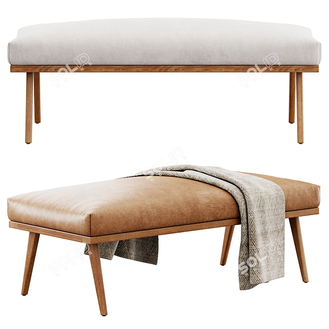Modern Cavett Bench with Accessories 3D model image 1