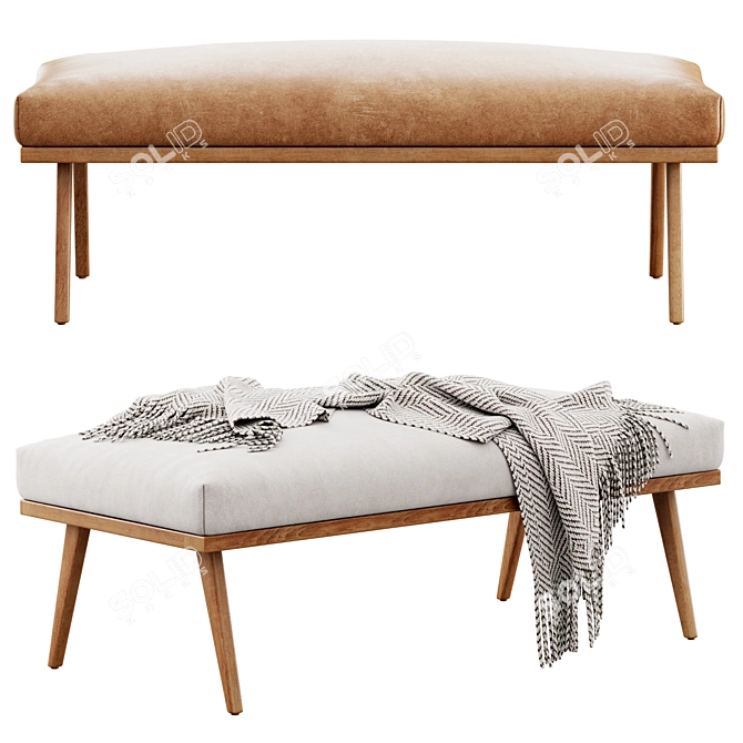 Modern Cavett Bench with Accessories 3D model image 2