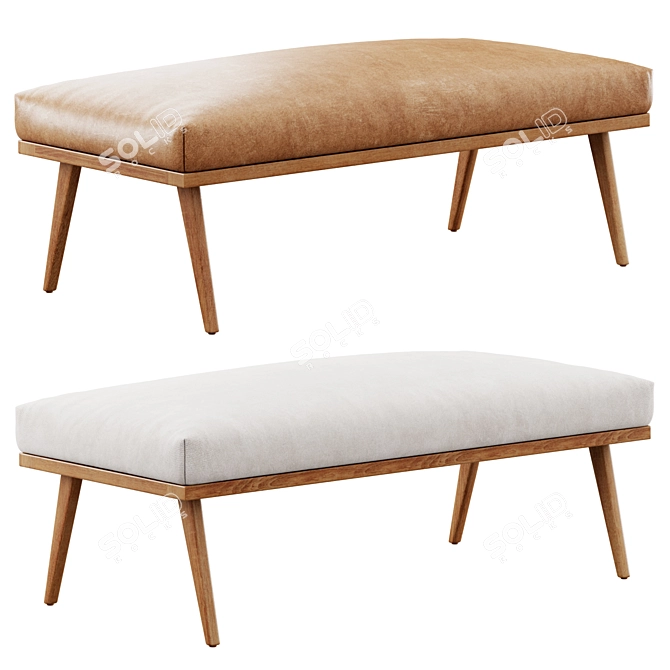 Modern Cavett Bench with Accessories 3D model image 3