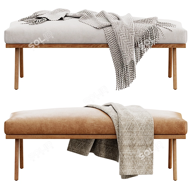 Modern Cavett Bench with Accessories 3D model image 4