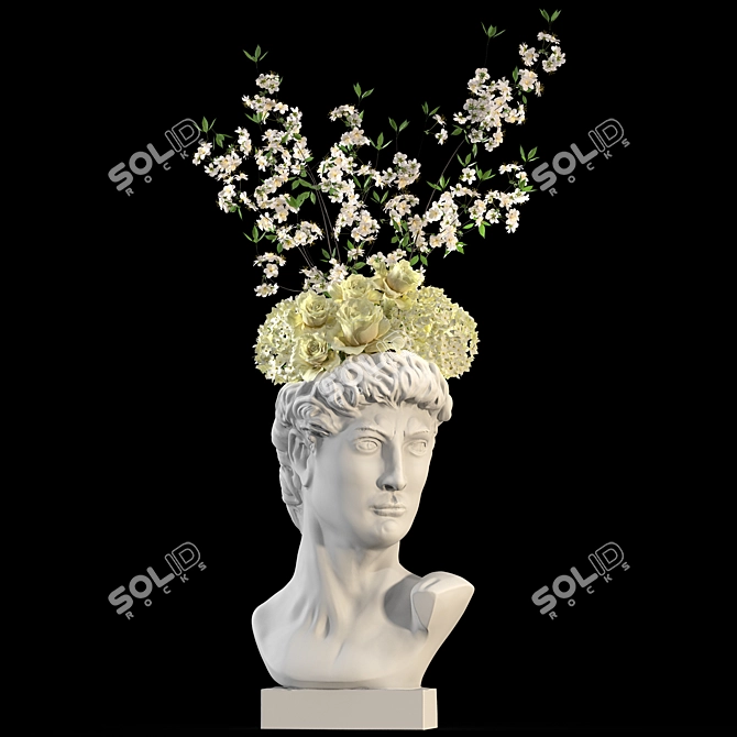 Hand-Painted Face Vase Decoration 3D model image 2