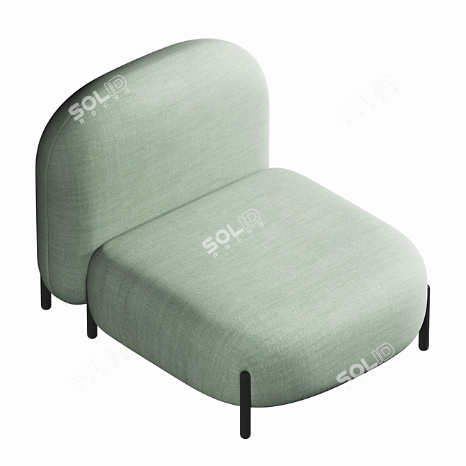 Modern Sectional Fabric Armchair 3D model image 3