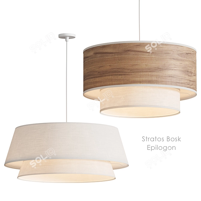 Stylish Double Lamp Suspension Set 3D model image 1