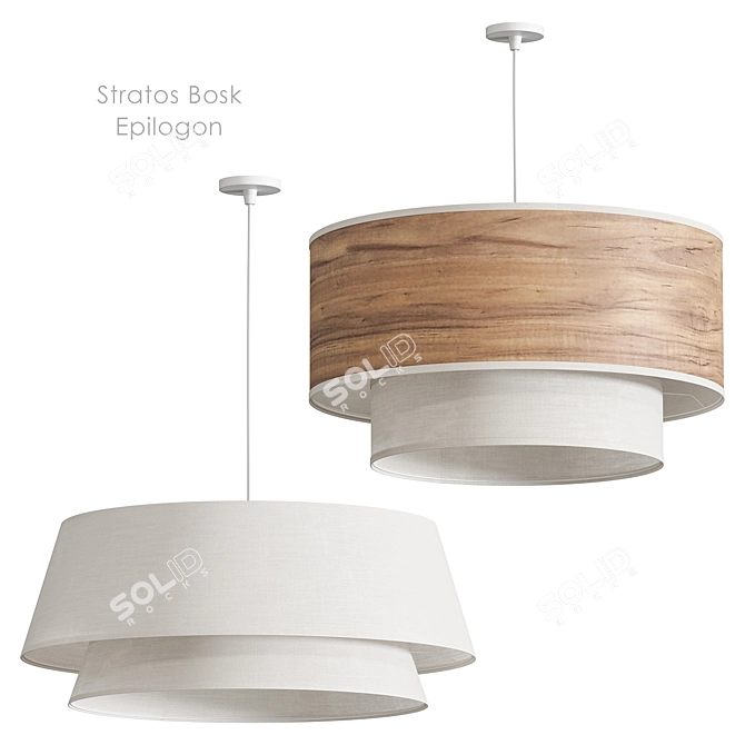 Stylish Double Lamp Suspension Set 3D model image 3