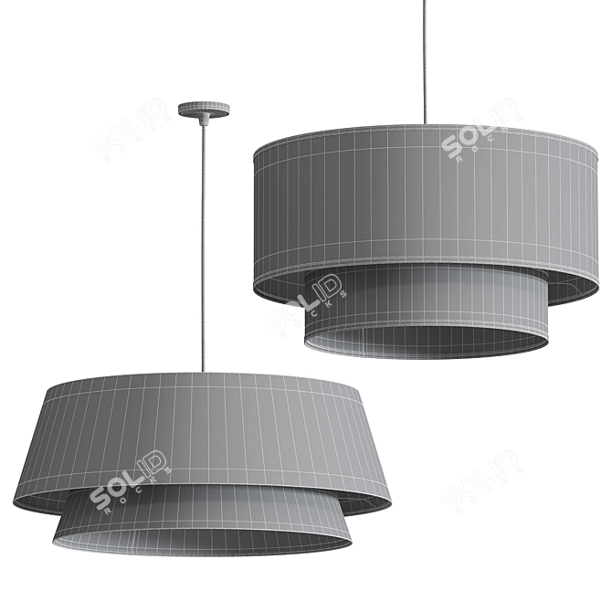 Stylish Double Lamp Suspension Set 3D model image 4