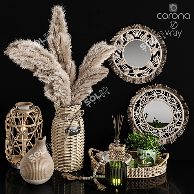 Elegant 3-Piece Home Decor Set 3D model image 1