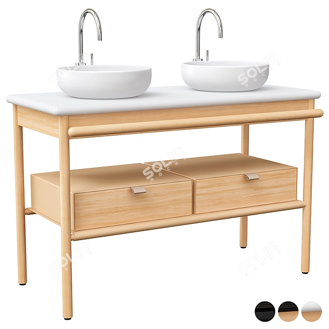 Modern Ceramic Washbasin Vanity Set 3D model image 4