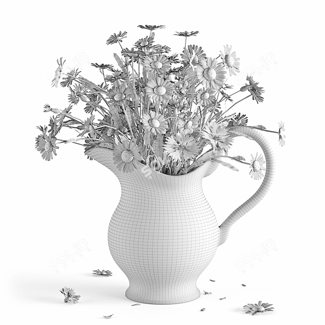 Daisy and Cornflower Bouquet 3D model image 5