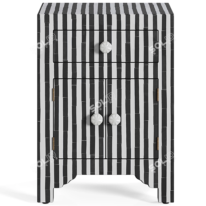 Graphic Inlaid Bone Nightstand, Loft Concept 3D model image 2