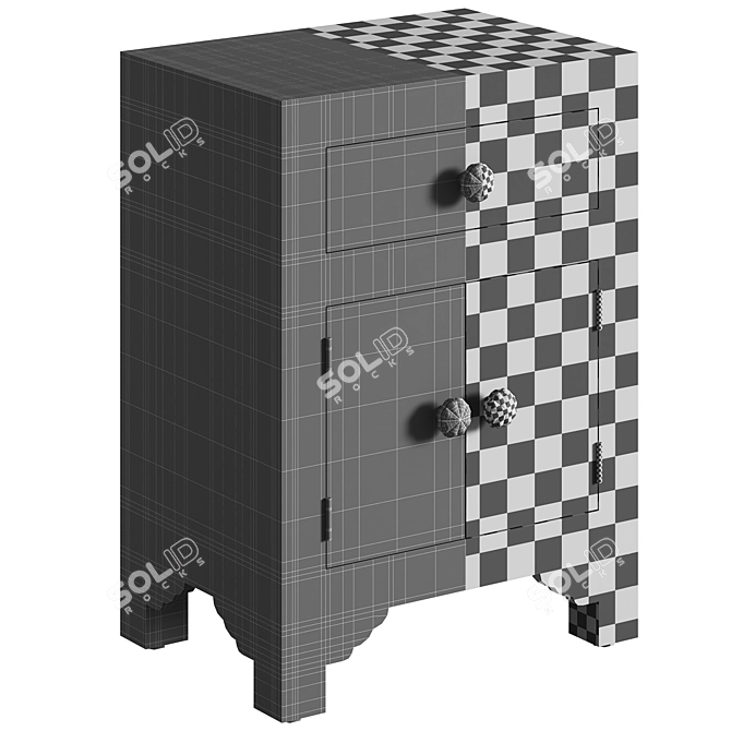 Graphic Inlaid Bone Nightstand, Loft Concept 3D model image 4