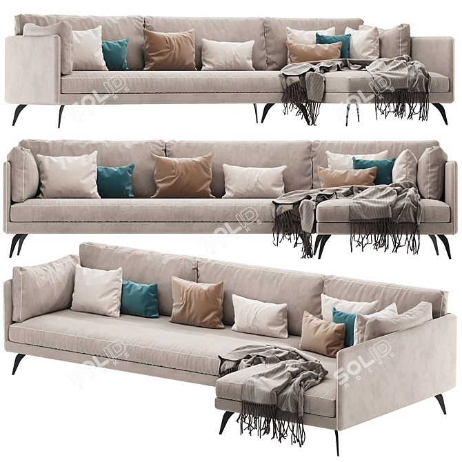 Modern MILTON Corner Sofa Set 3D model image 3