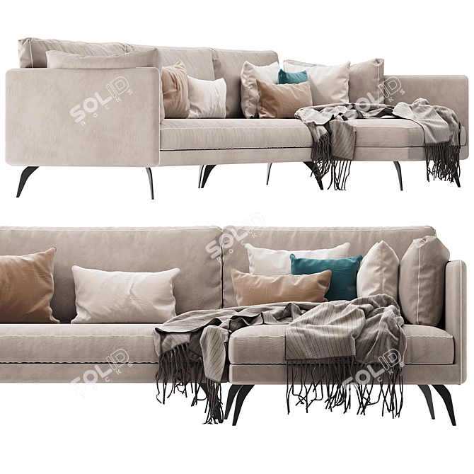 Modern MILTON Corner Sofa Set 3D model image 4