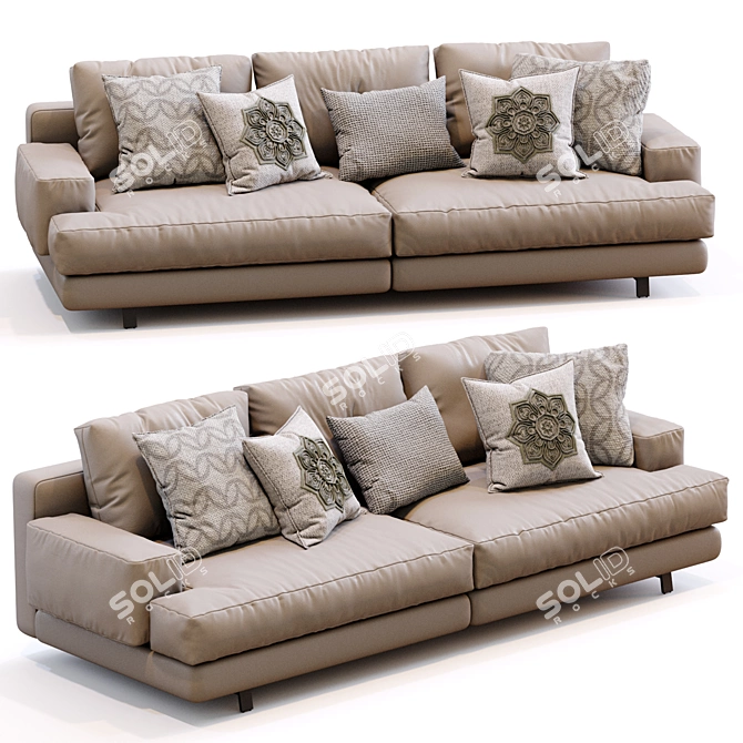 Luxury Marmont Leather Sofa Dimensions 3D model image 2