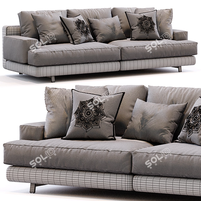 Luxury Marmont Leather Sofa Dimensions 3D model image 3