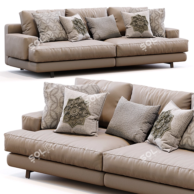 Luxury Marmont Leather Sofa Dimensions 3D model image 4