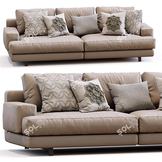 Luxury Marmont Leather Sofa Dimensions 3D model image 6