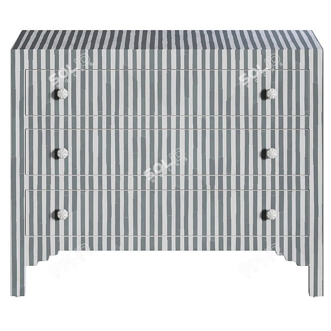 Elegant Bone Inlay Chest Grey 3D model image 2