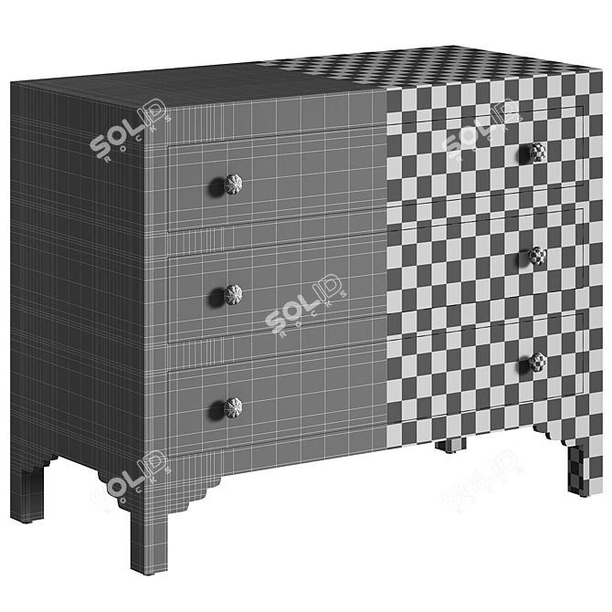 Elegant Bone Inlay Chest Grey 3D model image 4