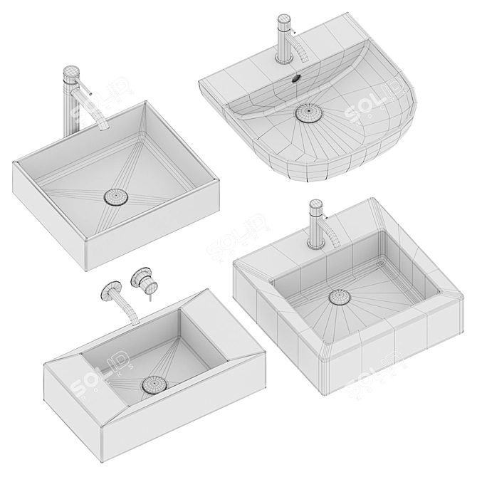 Galassia Washbasin Set with Mixers 3D model image 2