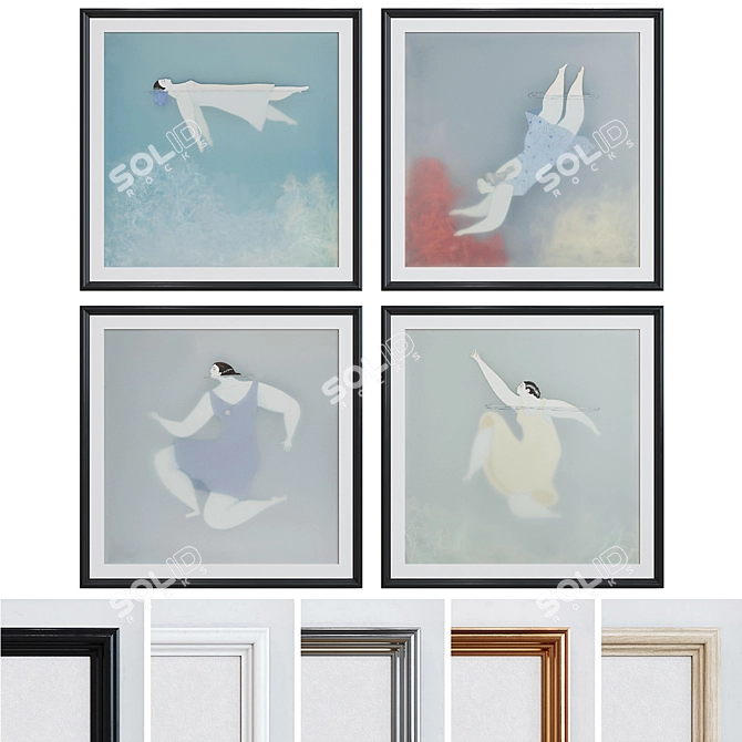 Modern Classic Picture Frame Set 3D model image 1