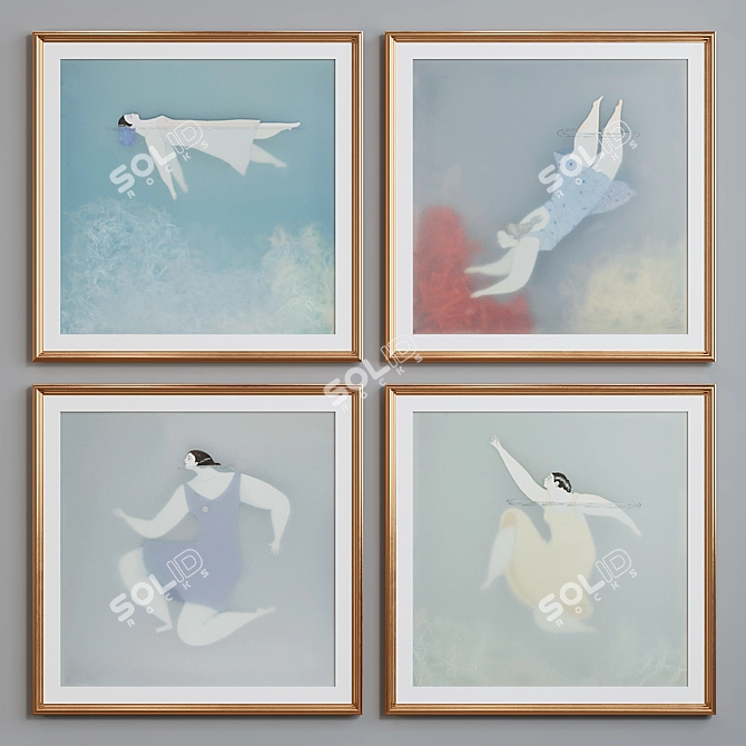 Modern Classic Picture Frame Set 3D model image 4