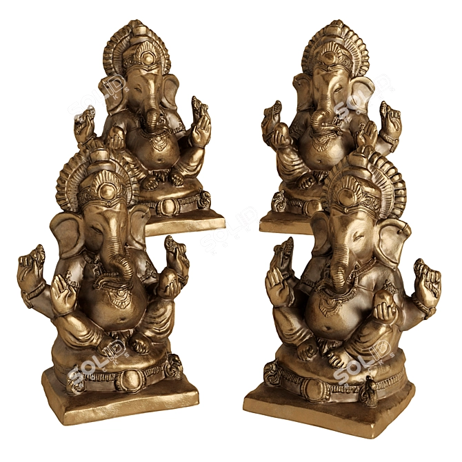 Elegant Ganesha Sitting Sculpture 3D model image 3