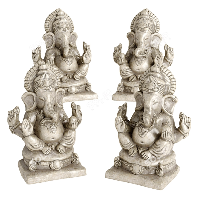 Elegant Ganesha Sitting Sculpture 3D model image 5