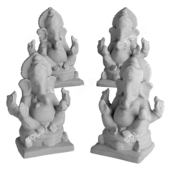 Elegant Ganesha Sitting Sculpture 3D model image 7