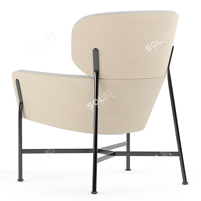 Modern Comfort Fabric Armchair 3D model image 2