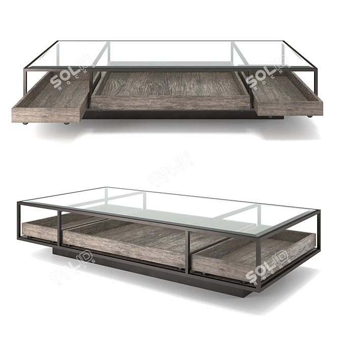 Bronze Accent Glass Coffee Table 3D model image 2