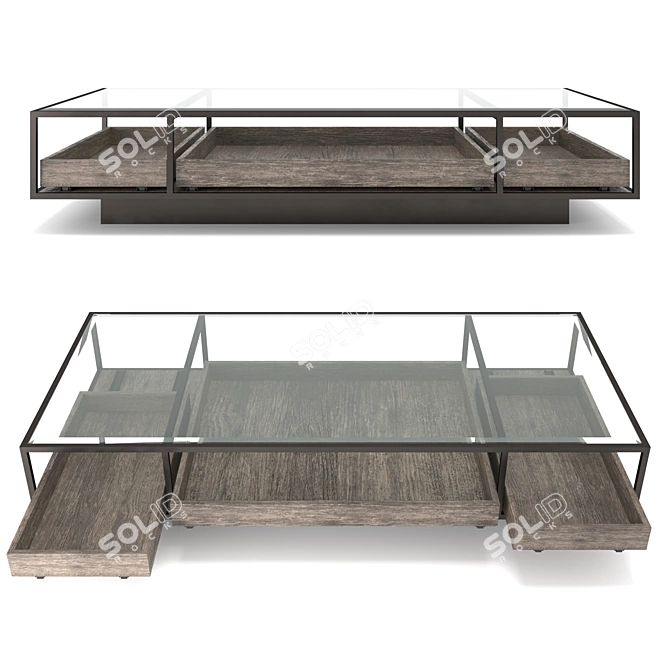 Bronze Accent Glass Coffee Table 3D model image 3