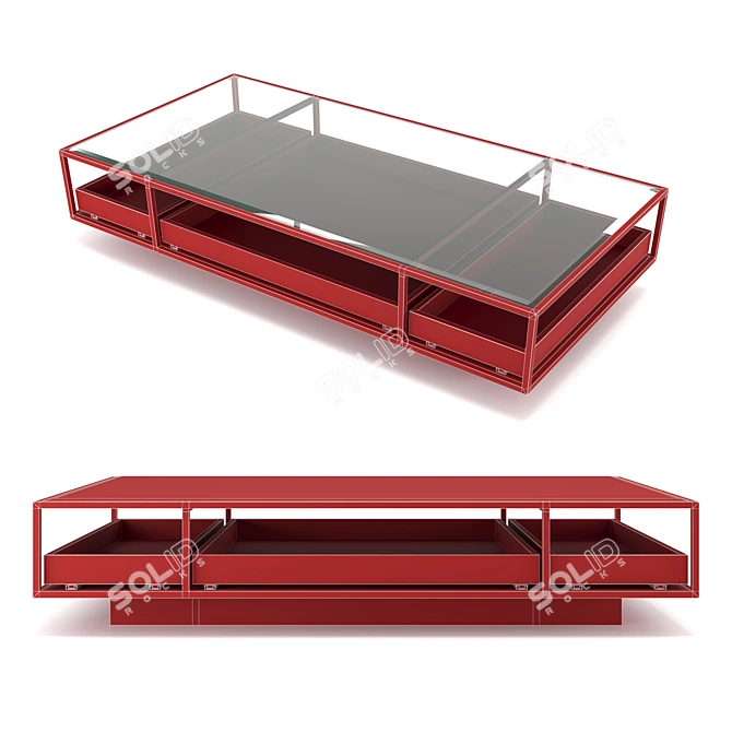 Bronze Accent Glass Coffee Table 3D model image 4