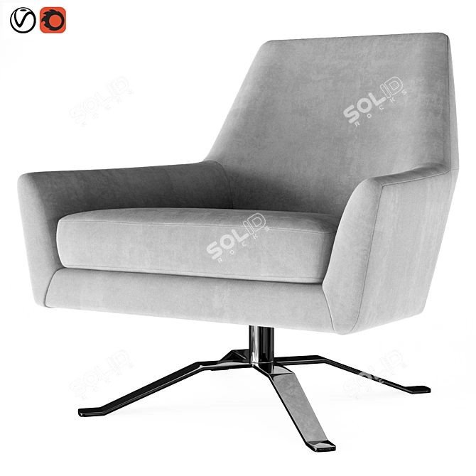 Leather Swivel Base Chair 3D model image 1