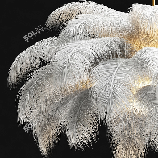 Elegant Ostrich Feather Chandelier 3D model image 2