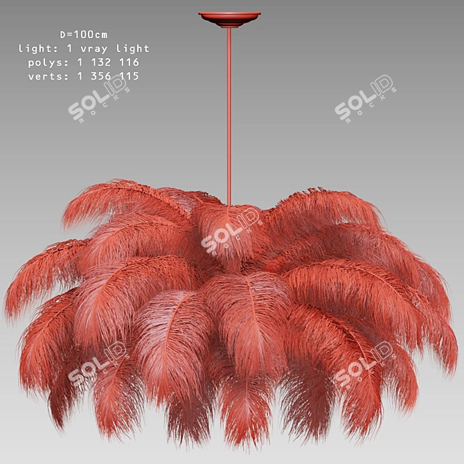 Elegant Ostrich Feather Chandelier 3D model image 4