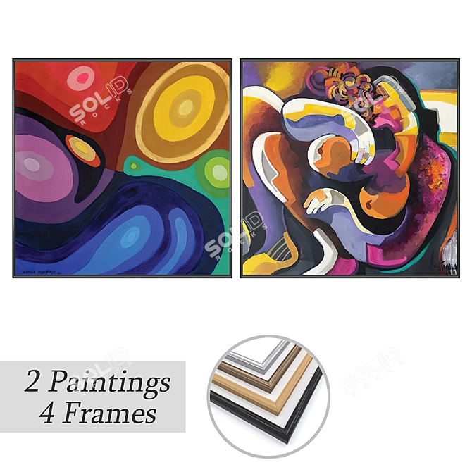 Artwork Set with Multiple Frames 3D model image 1