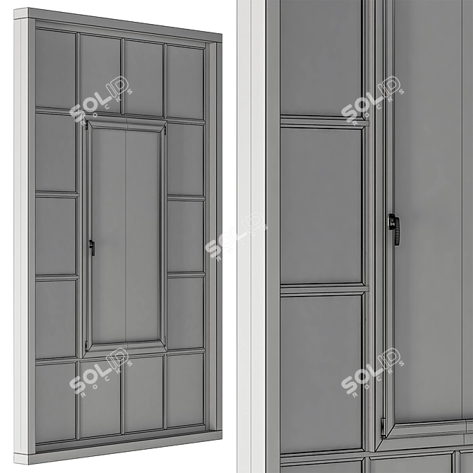 Sleek Industrial Black Window Set 3D model image 3