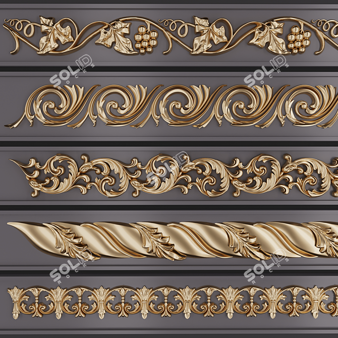 3D Trim Ornament Collection: 5 Models 3D model image 1