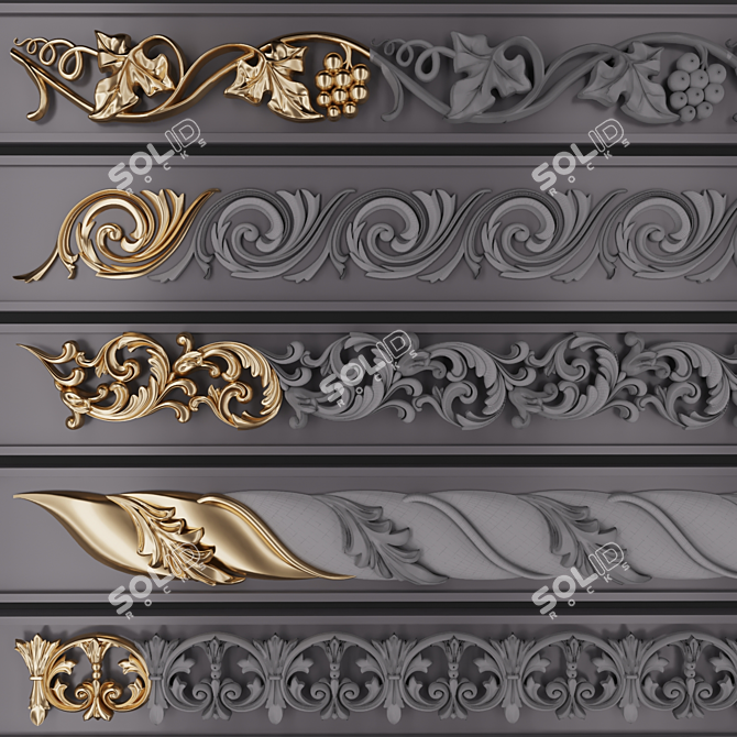 3D Trim Ornament Collection: 5 Models 3D model image 3