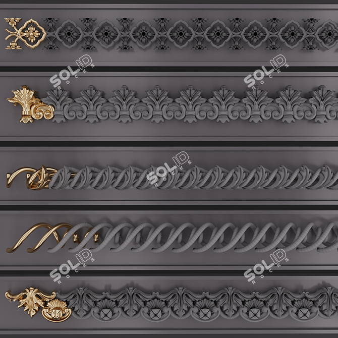 Trim Ornament 122 Bundle: 5 Ornaments 3D model image 3