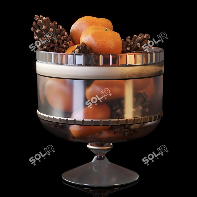 Tangerines and cones in vase 3D model image 1