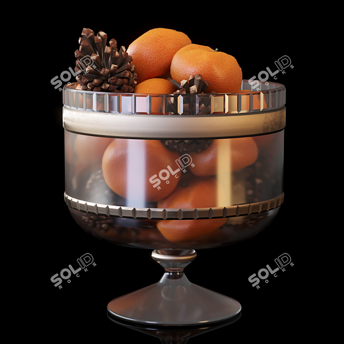 Tangerines and cones in vase 3D model image 2