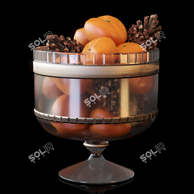 Tangerines and cones in vase 3D model image 4