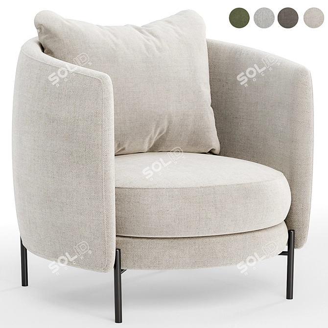 Tweed Fauteuil by E. Gallina 3D model image 1