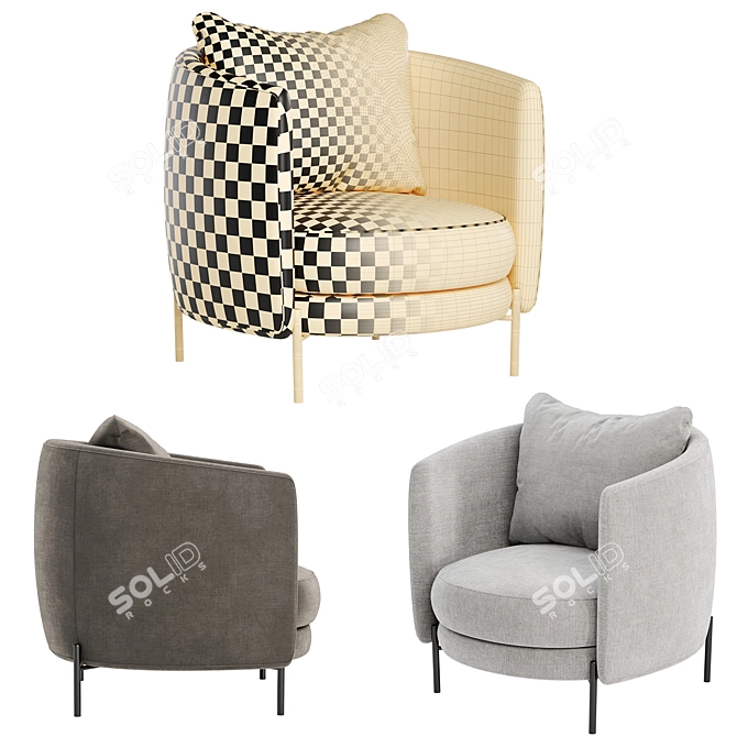 Tweed Fauteuil by E. Gallina 3D model image 5