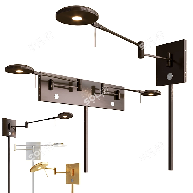  Adjustable Swing Arm Wall Lamp 3D model image 1