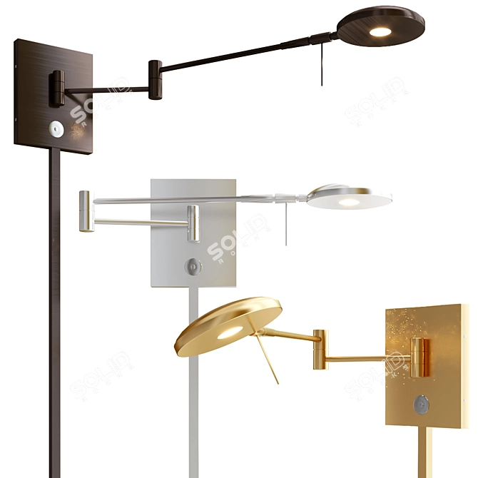  Adjustable Swing Arm Wall Lamp 3D model image 2